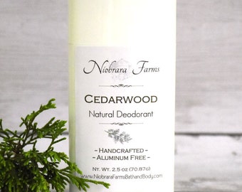 Natural Deodorant for Men - Natural Cedarwood Deodorant Stick - Aluminum Free Mens Deodorant - Handmade Deoderant - 2.5 oz. Stick Deodorant