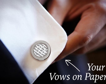 Paper Anniversary Gift for Him / First Year Anniversary / First Anniversary Paper / Custom Cufflinks with Wedding Vows on Paper/ BEST-SELLER