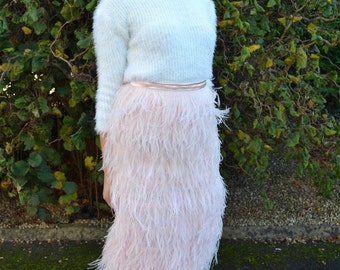 Ostrich feather skirt in multiple lengths - Ready-to-Wear 'Maxime' fashion separates. Choice of color. Alternative bride or costume party!