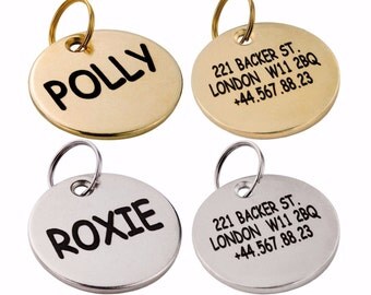 Dog Tag, Custom Dog Tag, Personalized Dog Name Tag, Brass or Silver Dog ID Tags