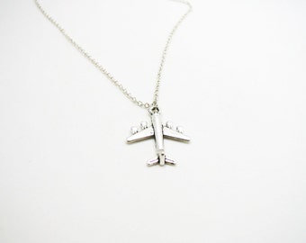 Airplane Necklace - Airplane Pendant - Silver Airplane - Plane Necklace - Pilot Gift - Airplane Jewelry - Travel Necklace - Flight Attendant