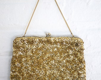 50s gold beaded evening bag purse Hong Kong