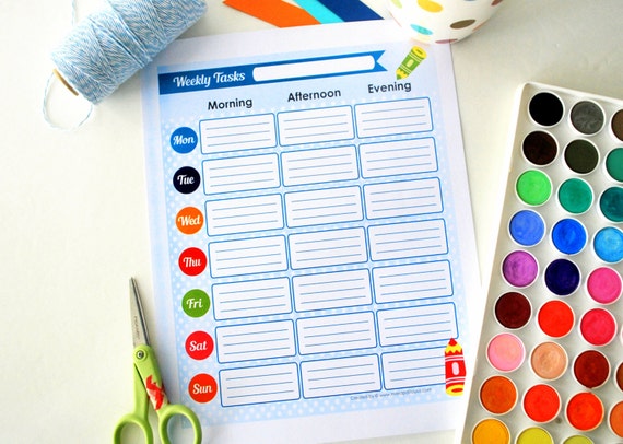 printable weekly task planner morning afternoon and evening