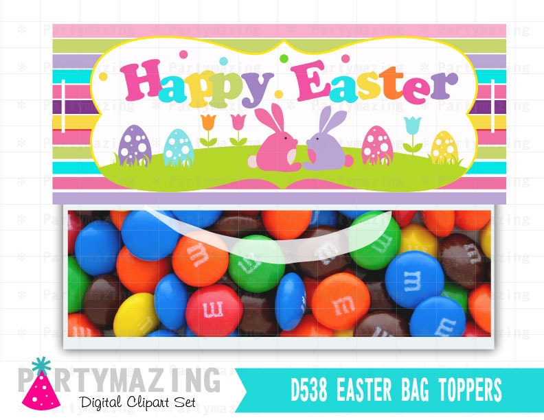 Happy Easter Bag Topper Treat Bag Tags Printable PDF