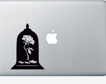 Beauty and The Beast Rose Sticker - Princess Belle Disney Laptop Decal - The Enchanted Rose Nursery Wall Decor - Belles Rose Macbook Decal