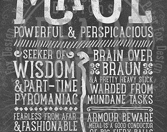 World of Warcraft / Roleplaying Medieval / Fantasy Inspired Type Print - MAGE Edition