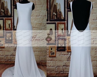 Backless White Prom Dress,Unique Beach Wedding Dress Gown,Long Tight Prom Dress,Mermaid Evening Gown,Sexy Bridesmaid Dress,Custom Prom Dress