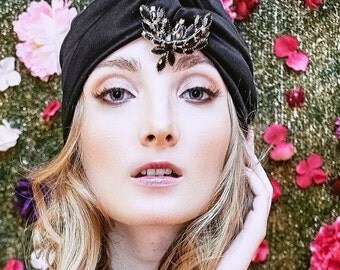 Black Satin or Velvet Turban (optional)