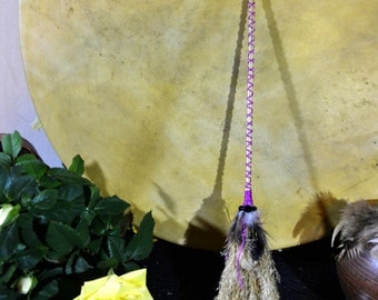 Small altar witches broom purple with feathers ritual witch wiccan pagan shaman tool handmade magick gift