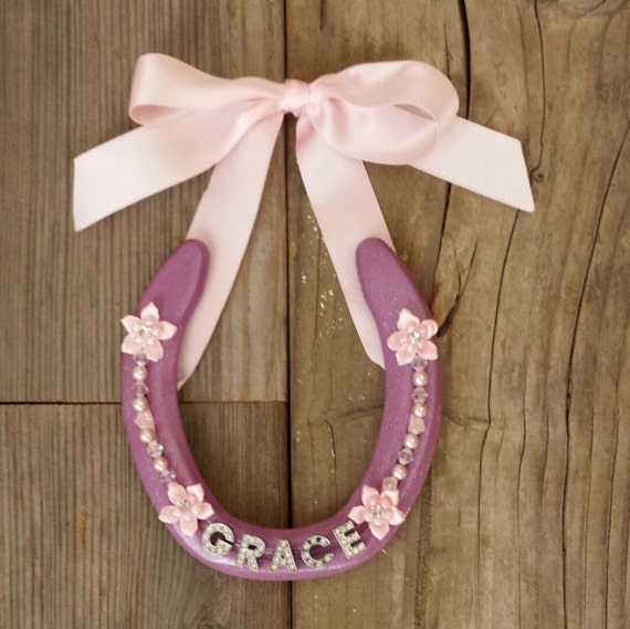 DECORATED Horseshoes Personalized Name New by EECustomHorseShoes