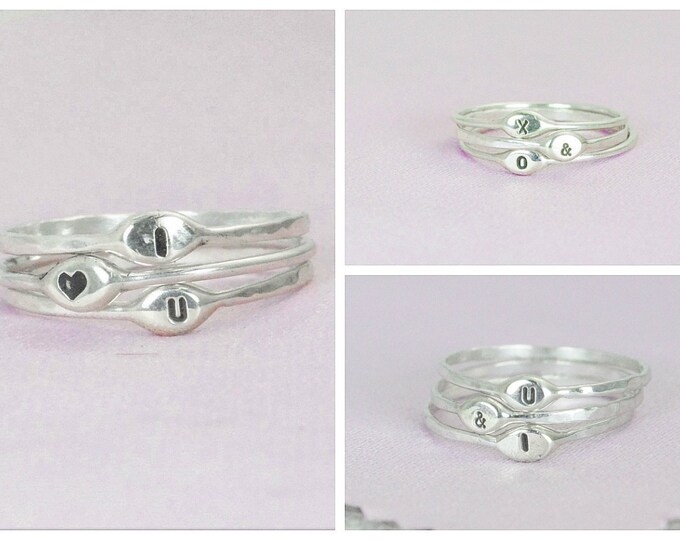 I Love You Rings, Gift for Her, Promise Ring, Promise Rings, Initial Rings, Silver Initial Rings, Custom Initial Rings, Dainty Initial Rings