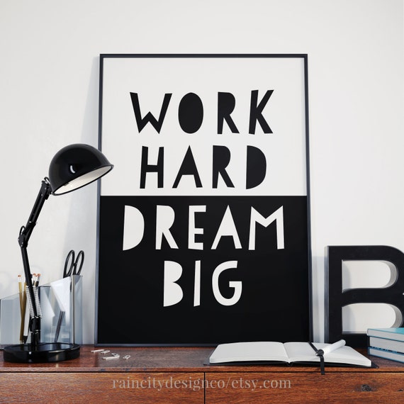 Work Hard Dream Big Childrens Print scandinavian print