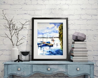 Nautical Watercolor Print Watercolor Painting by CanotStopPrints