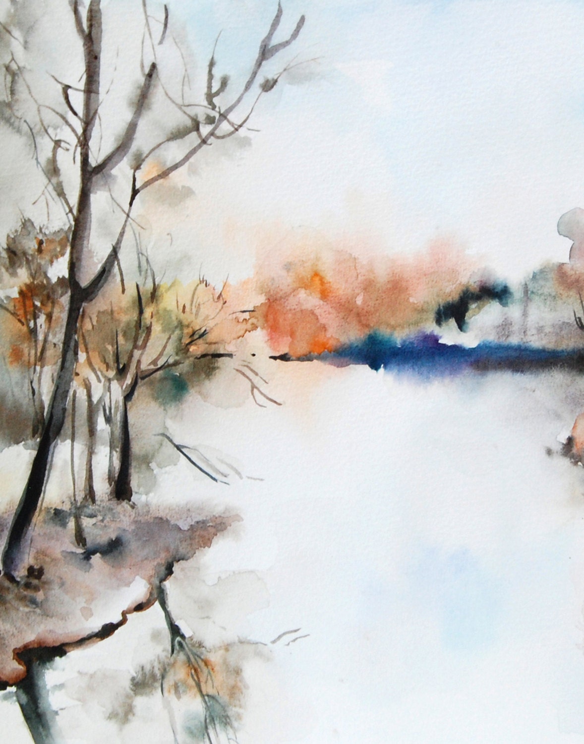 Landscape Wall Print Watercolor Painting Art By Canotstopprints