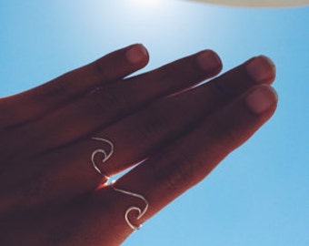 wave ring sterling silver gold filled/surf/ocean wave ring/ocean ring/silver wave ring/gold wave ring/surfer girl ring/stacking rings/beach