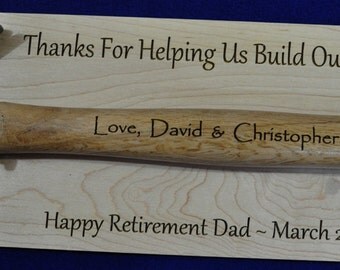 Retirement Gift ~ Hammer Plaque ~ Personalized Hammer Gift ~ Retirement Plaque ~ Ceremonial Gift ~ Gift For Retirement ~ Engraved Retirement