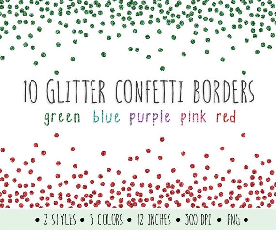 Glitter Confetti Borders Clip Art. Glitter Borders and Frames.