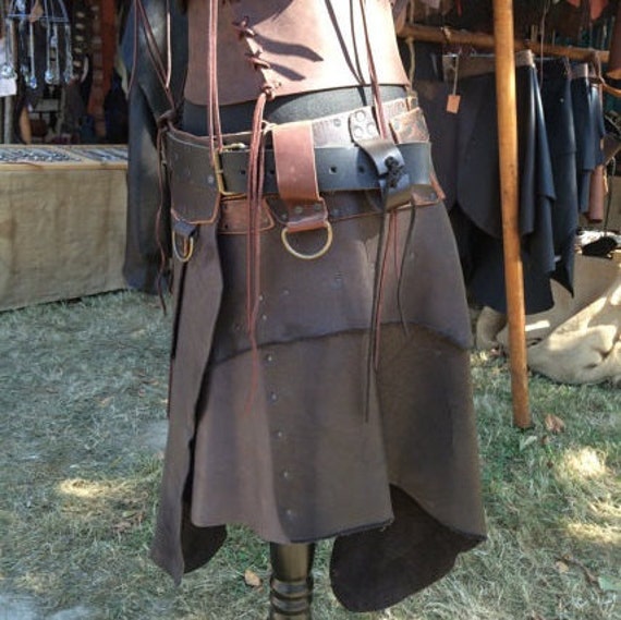 Leather Skirt man Woman Medieval Larp elves Vikings Game of thrones lord of the rings cacheur festival Celtic hippie pagan by Elbengard steampunk buy now online