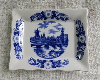 Vintage 1960's J H Weatherby Rectangular Plate / Shallow Dish, Houses of Parliament