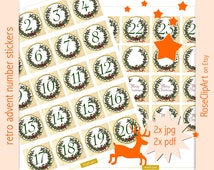 printable advent calendar numbers instant download