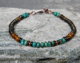 Turquoise Bracelet, Southwestern Bracelet, Tribal Bracelet, Boho Bracelet, Native American Jewelry, Beaded Bracelet, Rustic Bracelet