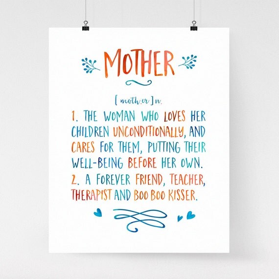 Mother dictionary wall art mother definition mom gift