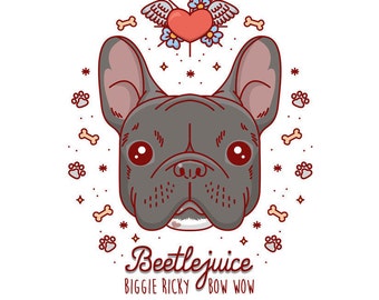 Custom portrait. Custom pet portrait. Bulldog illustration. Pet portrait. Cartoon dog portrait. Dog illustration. Personalized pet. Cute