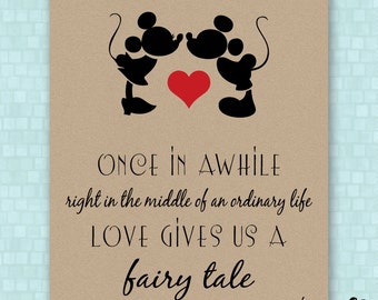DIGITAL // Mickey and Minnie // Disney Prints // FIVE SIZES // Disney Weddings // Fairy Tale Love // Wedding Gift // Anniversary