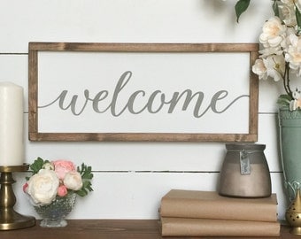 Welcome Sign - Welcome Wood sign , Farmhouse Wall Decor , Farmhouse Sign , French , Farmhouse Style , Entryway Decor , Housewarming Gift