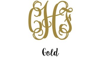 Gold Monogram Decal / Monogram options A-K / Car Decal, Computer Decal, Phone Decal, Monogram Sticker, Initial Stickers