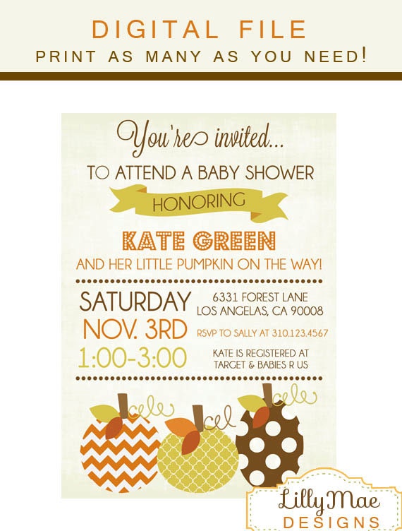 Fall Baby Shower Invitations Fall Party Invitation Pumpkin