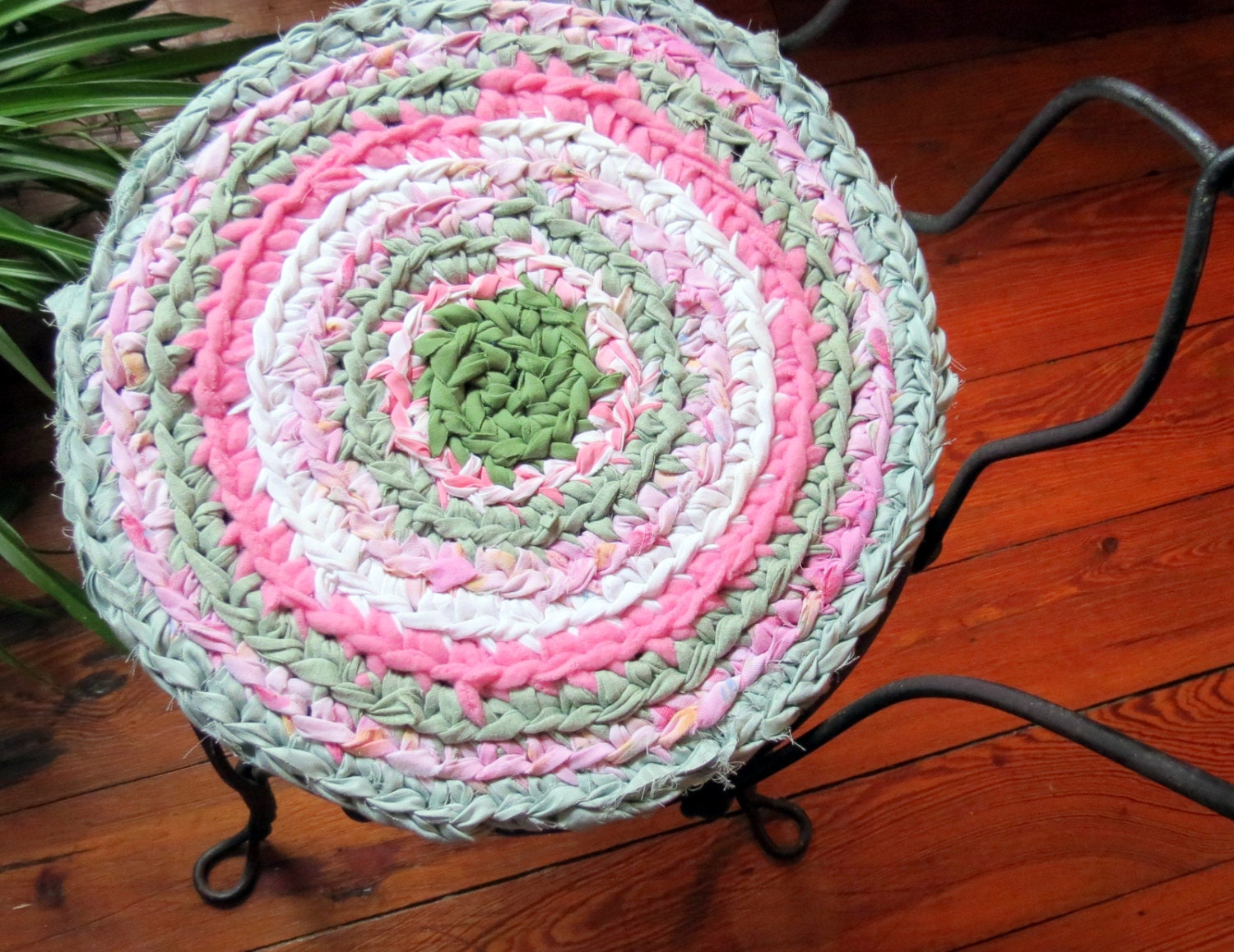 SALE rag rug chair pads braided crochet rag rug
