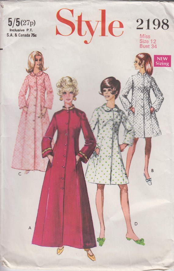 Womens Princess Seam Robe Mandarin or Peter Pan Collar Elegant