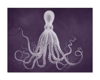 Octopus Print in Blackberry Purple, Octopus Art, Octopus Poster Nautical Print Coastal Decor Beach Art Kraken Print Coastal Art