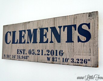 Latitude Longitude Sign | Personalized Wooden Signs | GPS Coordinates Gift | Last Name Decor | Hand Painted Signs | Family Name Established