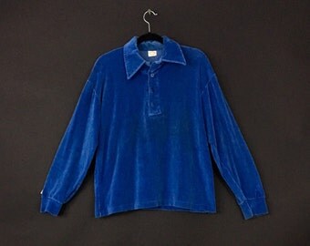 Blue Velour 70's Shirt