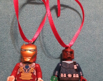 Marvel Heroes Christmas Ornaments - Iron Man and Nick Fury