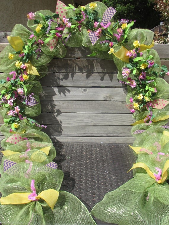 10' Spring Floral Garland Summer Floral Garland Deco Mesh