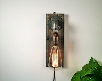 Sconce lamp-Steampunk-Country sconce-edison desk lamp-desk accessory-gift for her-light fixture-housewarming gift-bedside light-gift for him