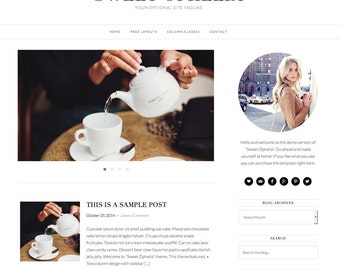 Premade Wordpress Theme "Ophelia" - Responsive Self-Hosted Wordpress Blog Design