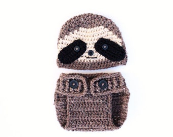 Baby Sloth Outfit, Hat and Diaper Cover, Sloth Costume, Baby Shower Gift, New Mom Gift, Sloth Set, Sloth Hat, Sloth Baby, Halloween Costume