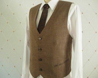 Men's Vest, Brown Vest, Wedding Vest, Men's Brown Wedding Vest, Groom Vest, Groomsmen Vest, Men's Waistcoat, Men's Suit, Businessman Vest