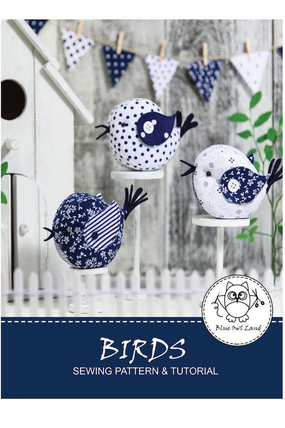 BIRDS SEWING PATTERN. bird pattern. bird pincushion. bird patchwork. pincushion. pdf sewing pattern.  Blue Owl Land