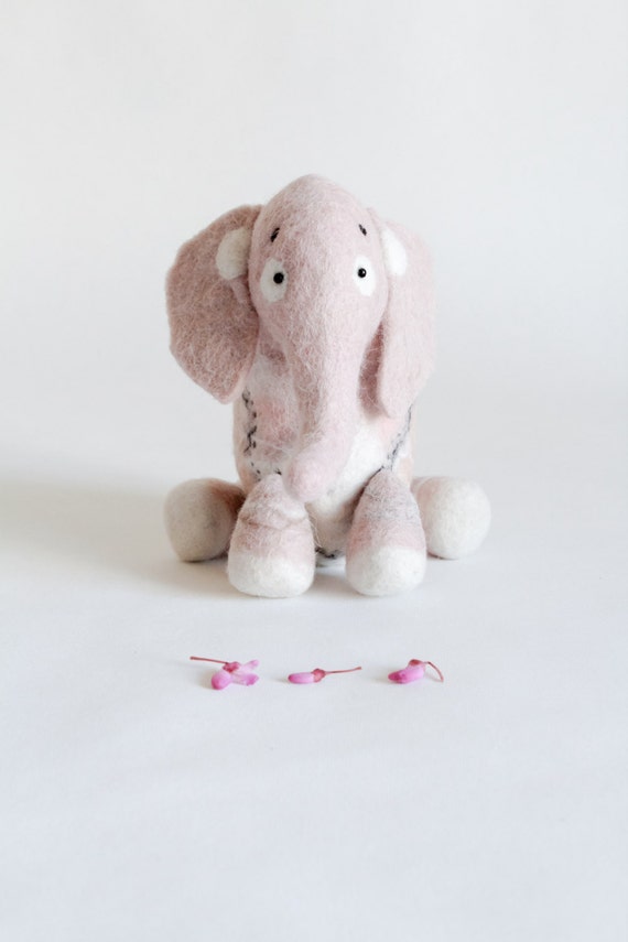 Waldorf  toy. Aurelia - Felt Elephant. Art Toy. Felt toy. Felted Animals. Softie Plush Toy Stuffed Toy dusty light pink. Made to order.