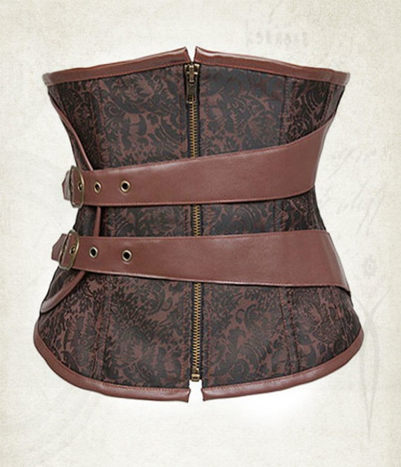 Steampunk Underbust Corset Under Bust Steampunk Corset Brown