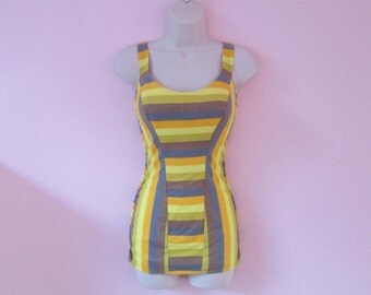 Lovely Vintage 1950s 50s Striped Swimsuit Bathing Suit -Deadstock/Nos- Rockabilly-Pinup-Bombshell-Vixen-Bad Girl-VLV-Pool Party