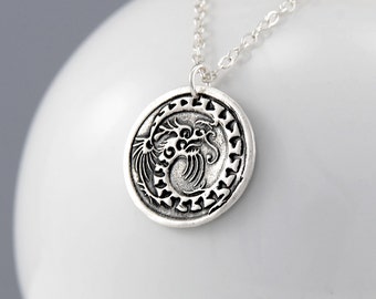 Dragon Necklace, Silver Chinese Dragon Pendant Necklace, Year of the Dragon Necklace, Sterling Silver Dragon, Dragon Jewelry