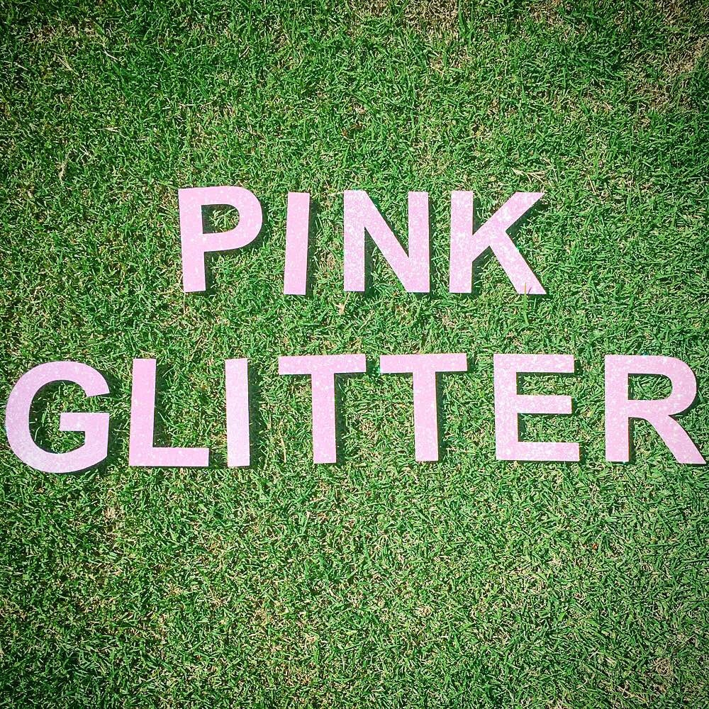 Pink glitter word banner make your own custom banner