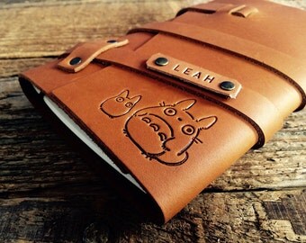 50% OFF ... Premium Leather Totoro Journal... Refillable Cowhide Notebook... Handmade in Portland, Oregon