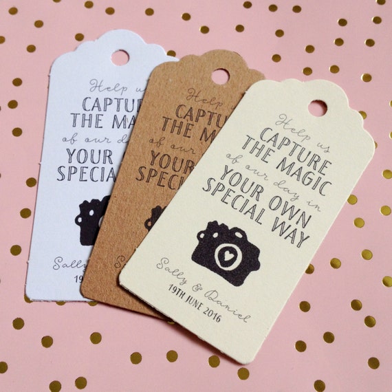 Set of 10 Personalised Disposable Camera Favour Gift Tags
